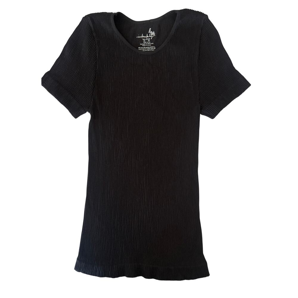 Intimately Free People Seamless Ribbed Baby Tee Black Short Sleeve M/L F6183CS1